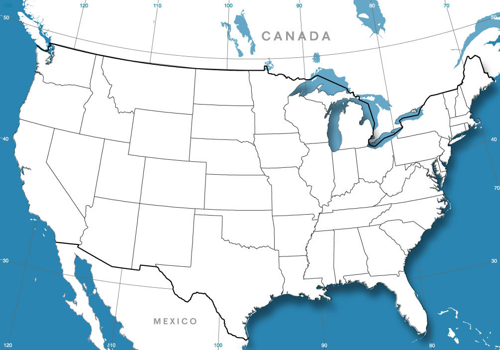 Blank Outline Map of the USA