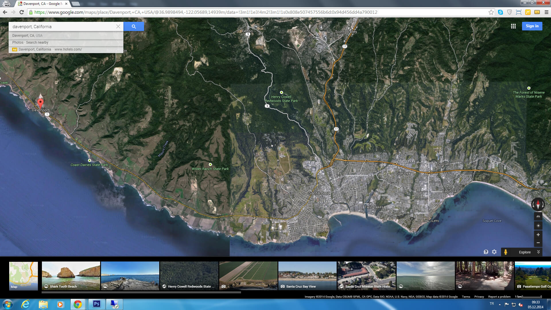 davenport map california us satellite