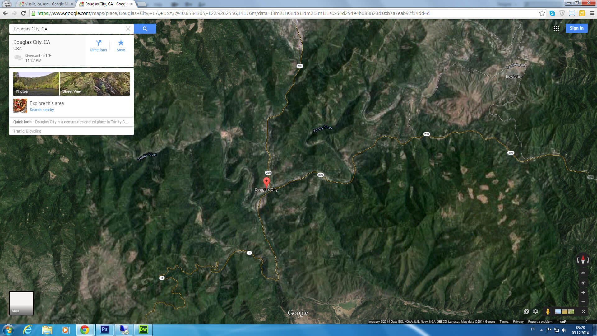 douglas city map california us satellite