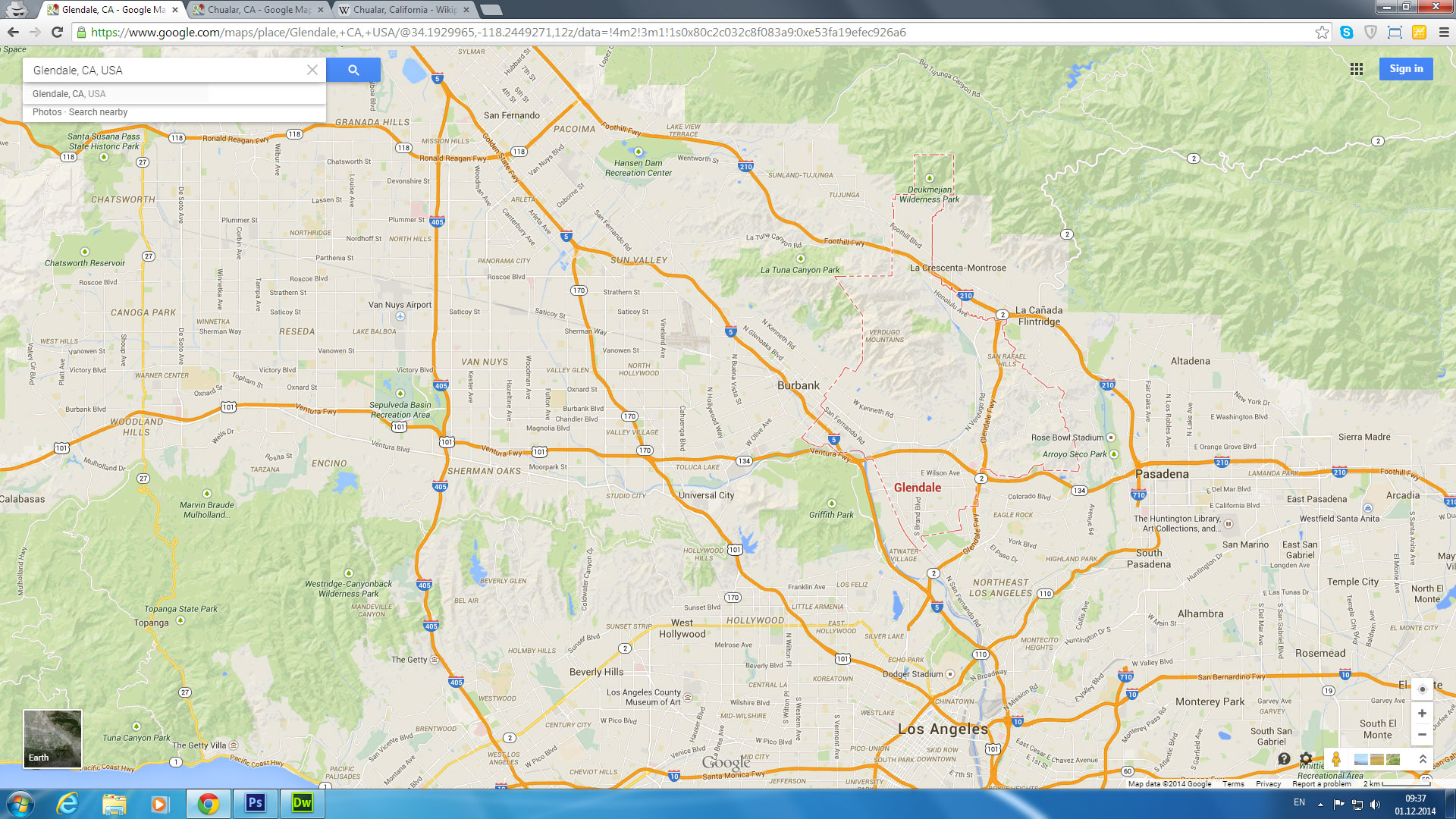glendale map california us