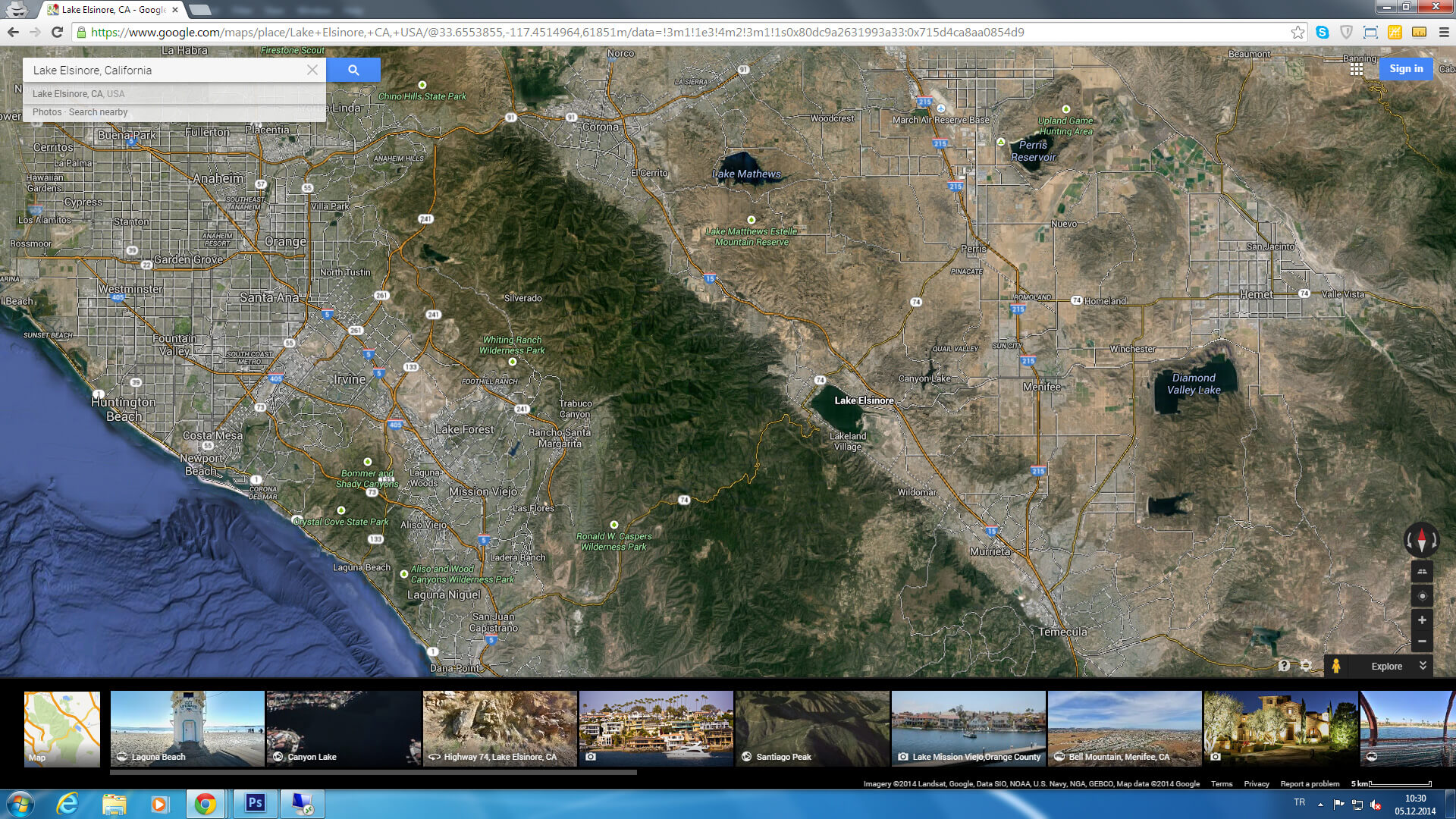 lake elsinore map california us satellite