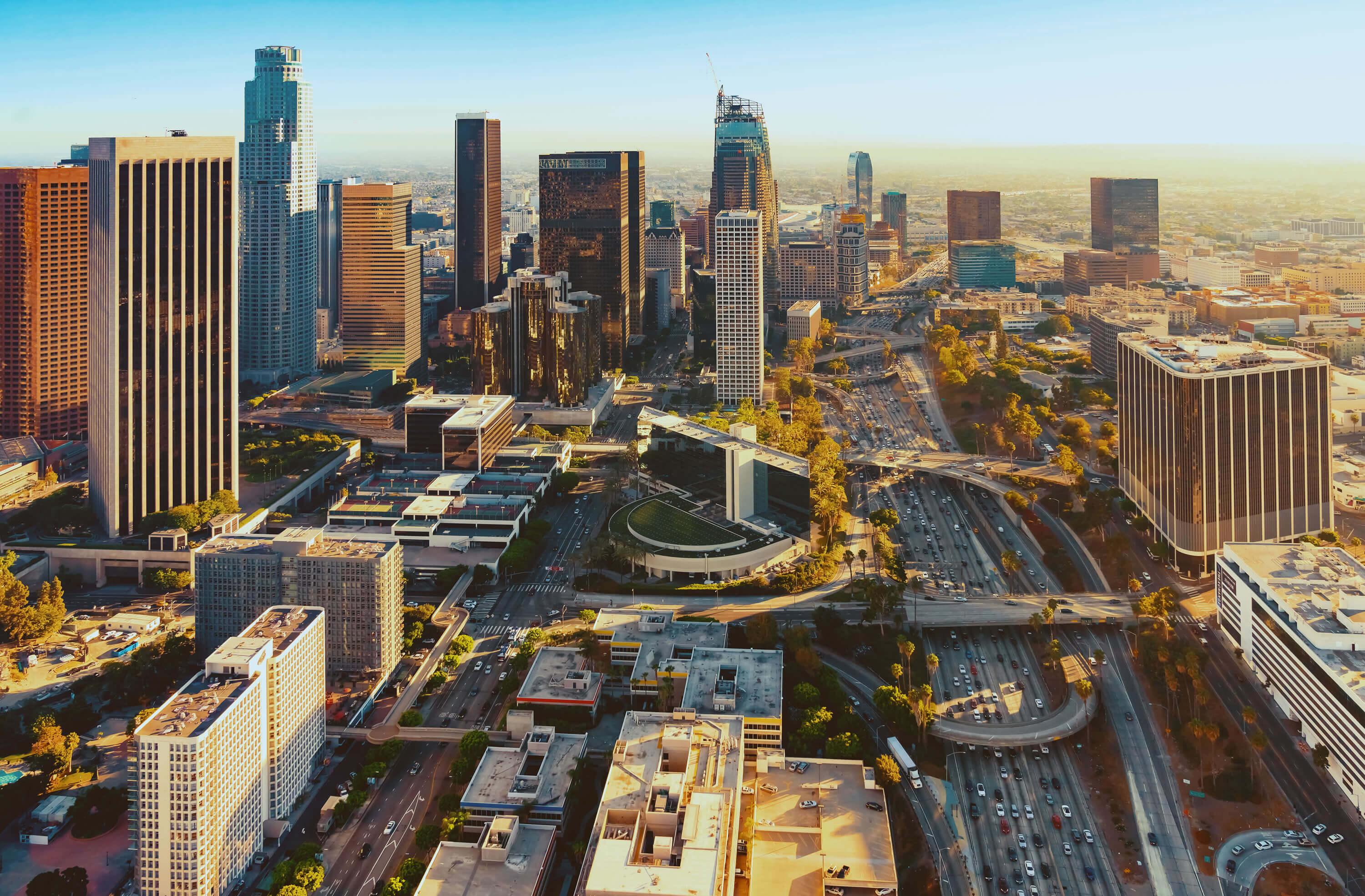 aerial view of downtown los angeles