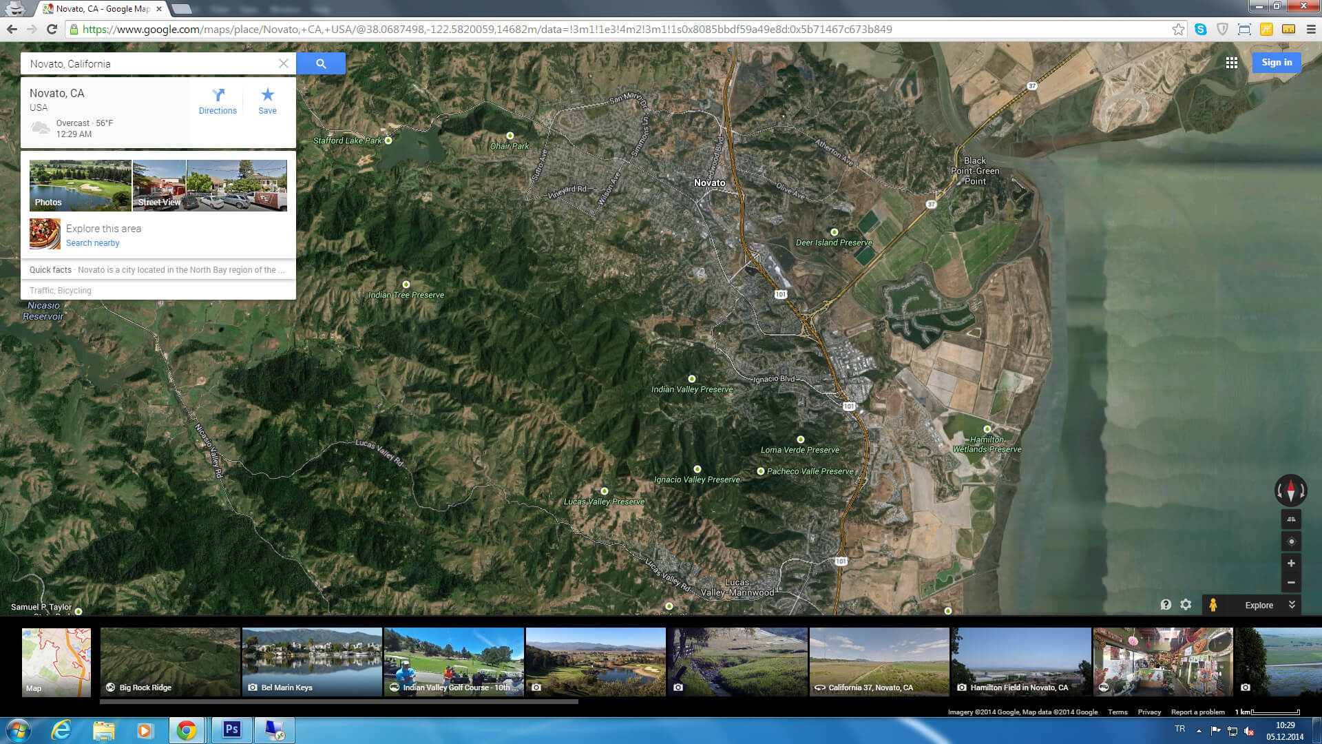 novato map california us satellite