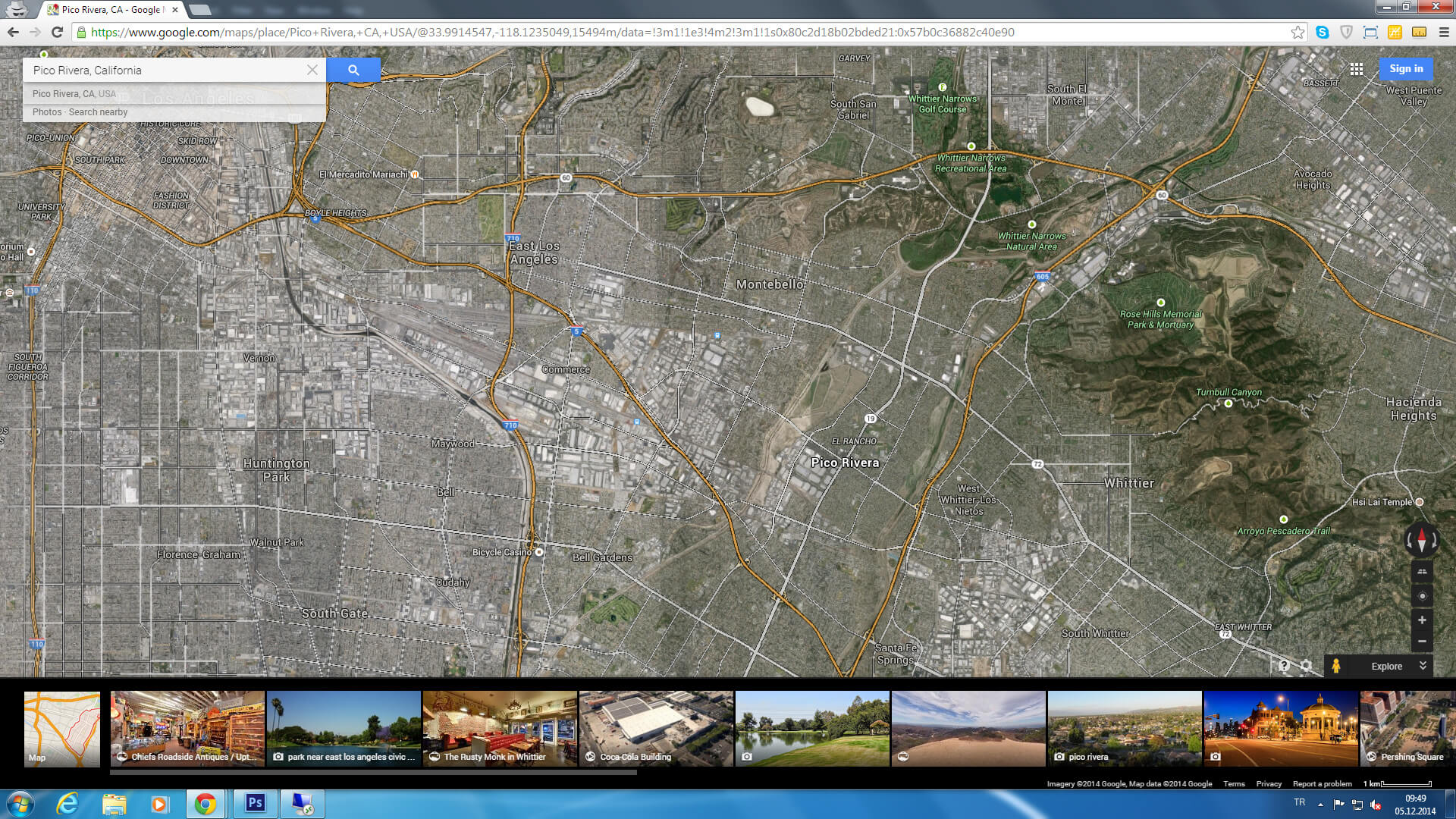 pico rivera map california us satellite