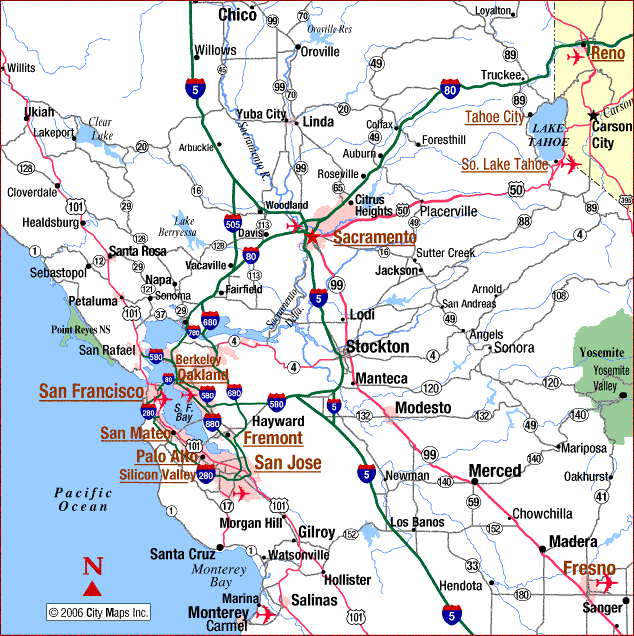 Satellite View and Map of the City of Sacramento, California