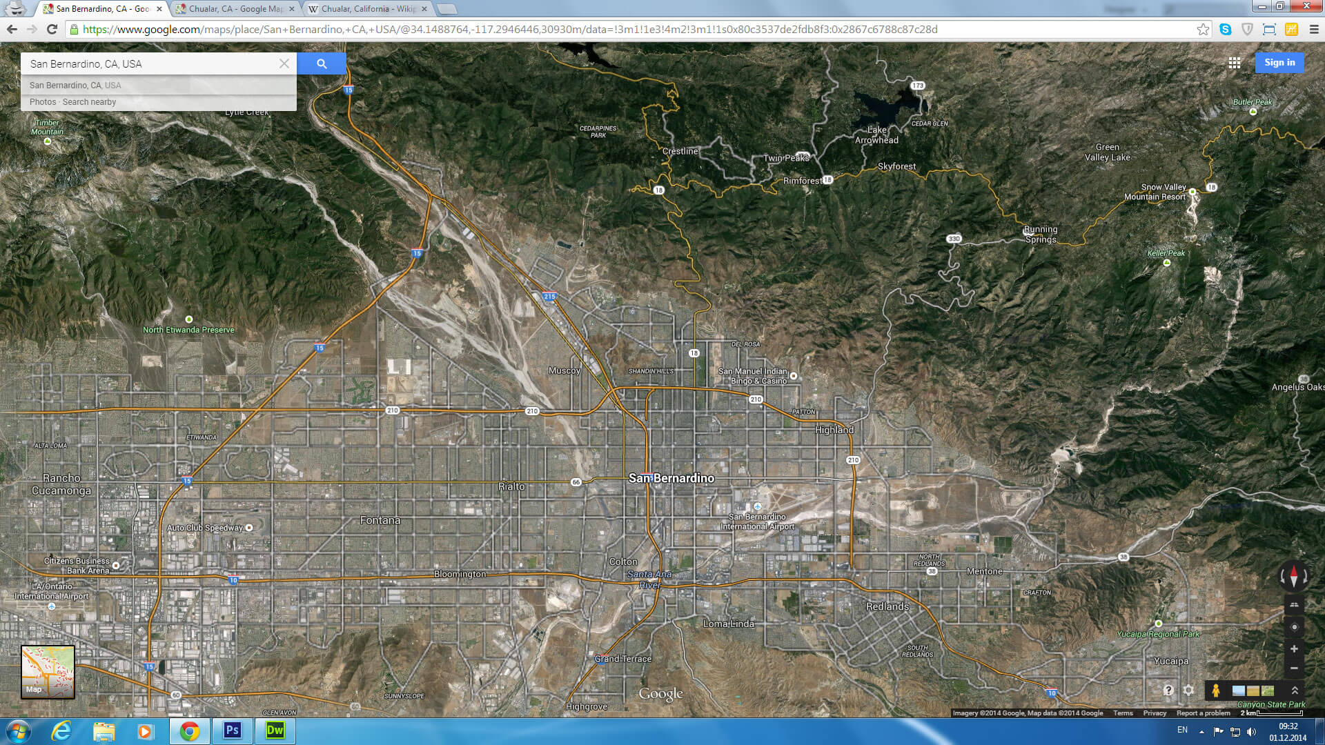 san bernardino map california us satellite