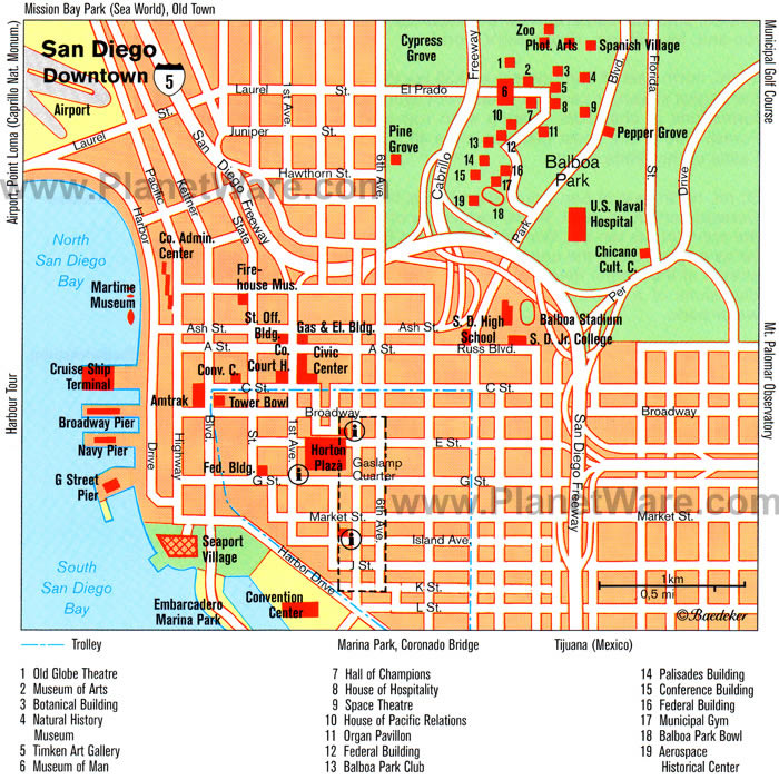 san diego downtown map