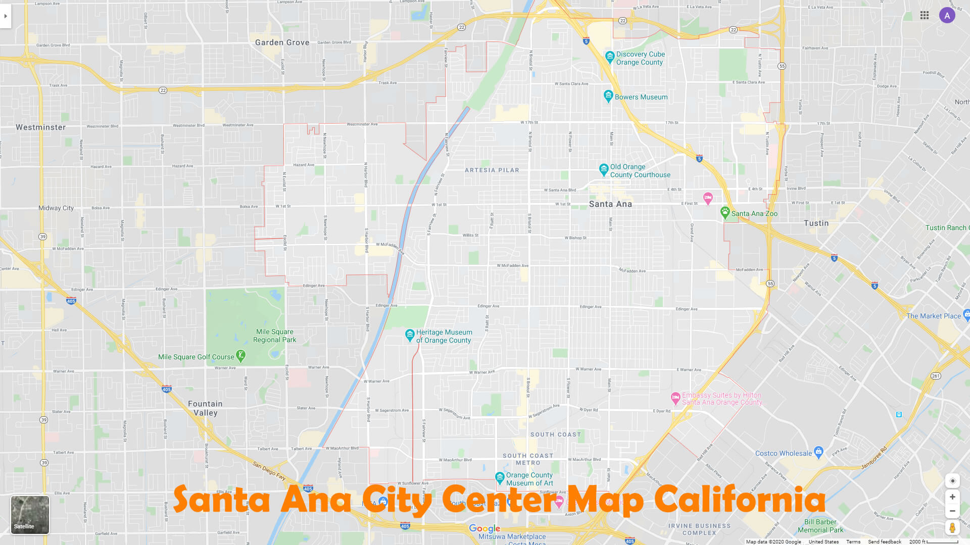 Santa Ana City Center Map