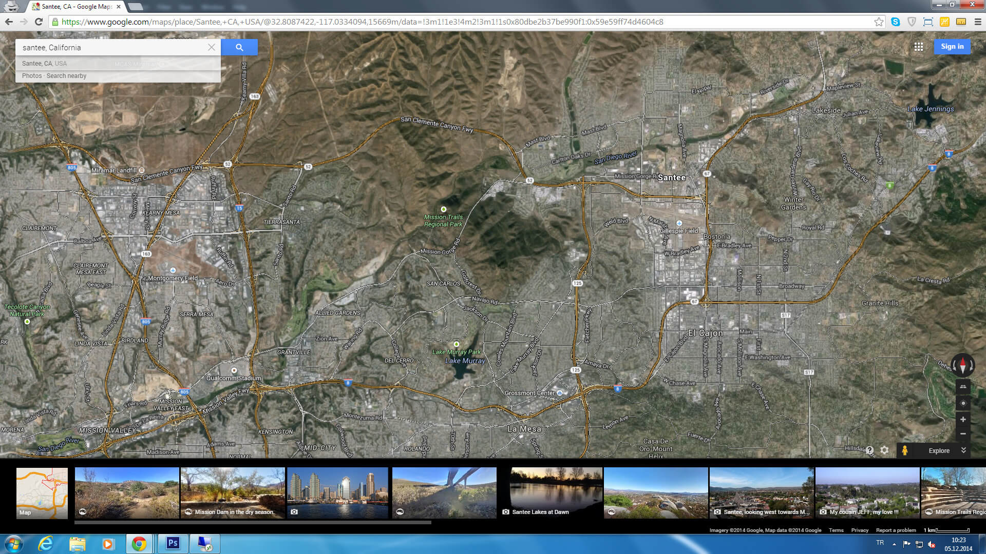 santee map california us satellite