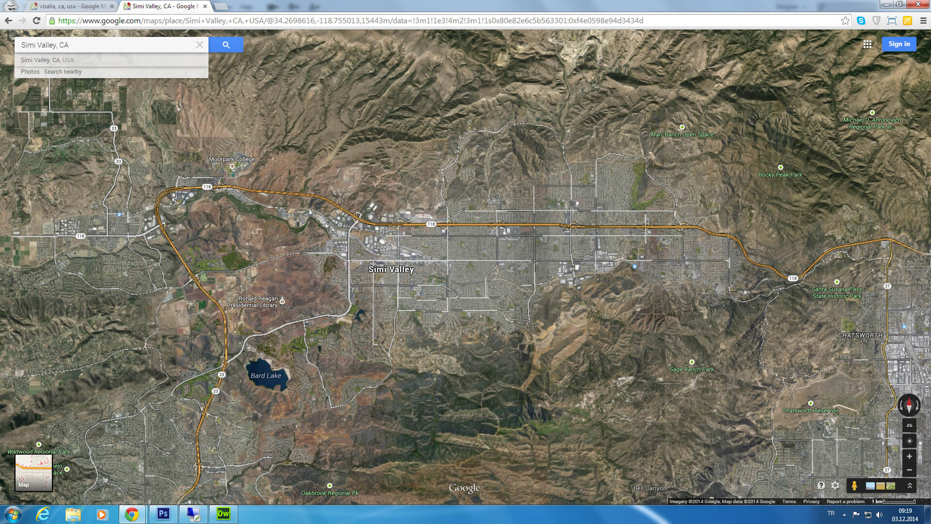 simi valley map california us satellite