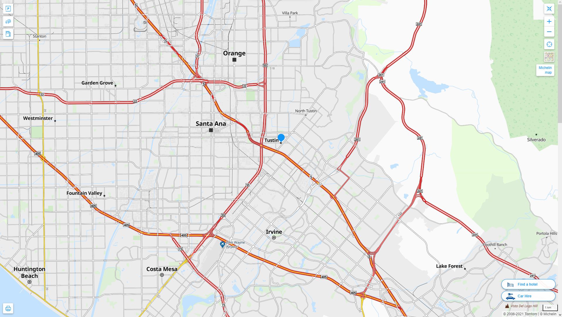 Tustin California Map United - Tustin%20California%20Highway%20and%20Road%20Map