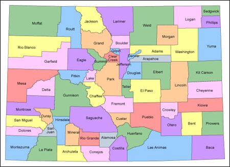 Counties Map of Colorado