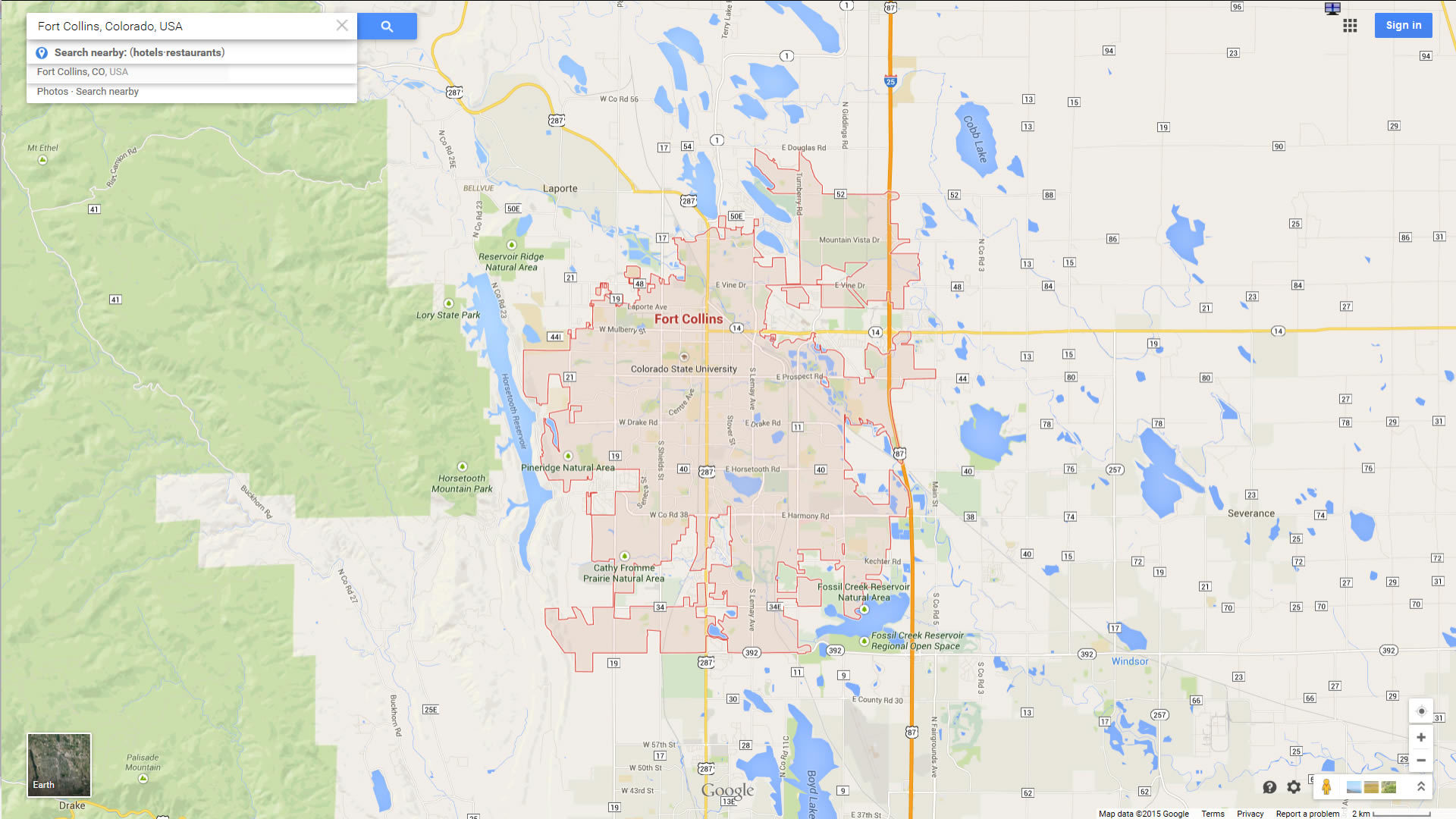 fort collins map colorado us