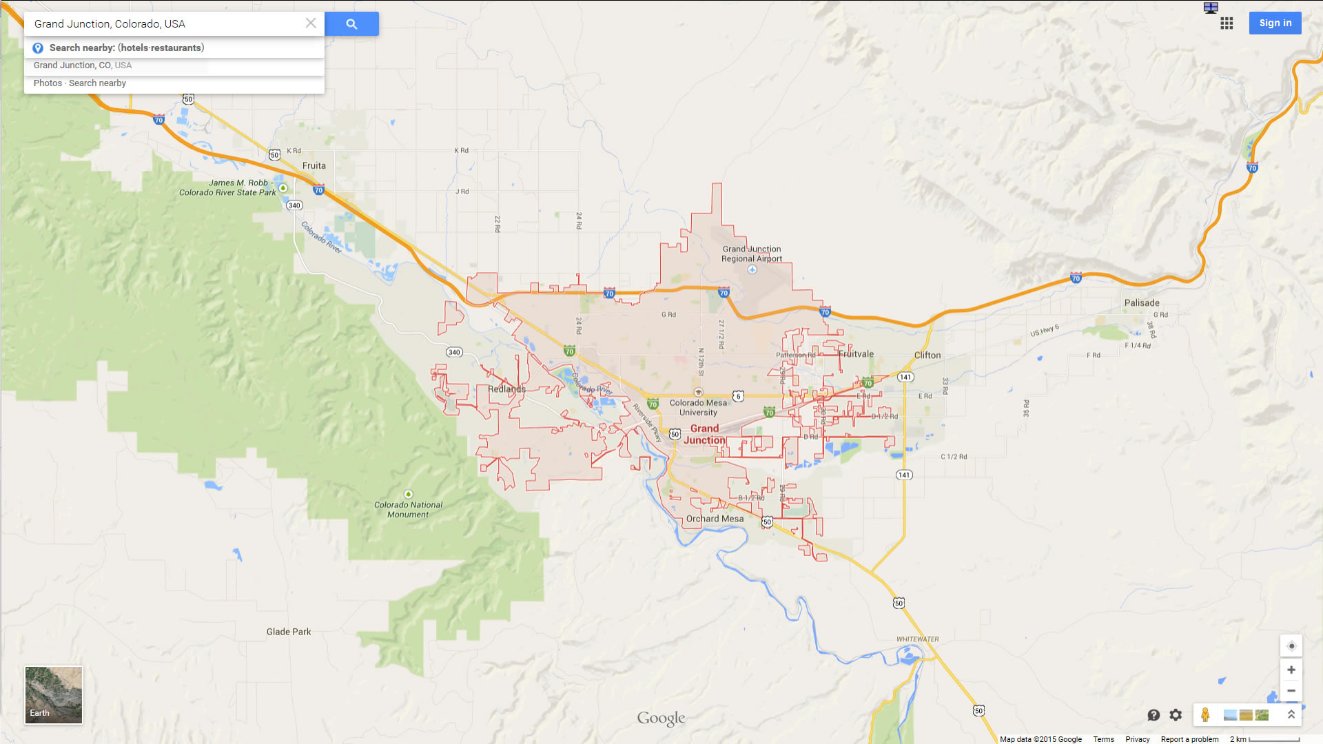 grand junction map colorado us