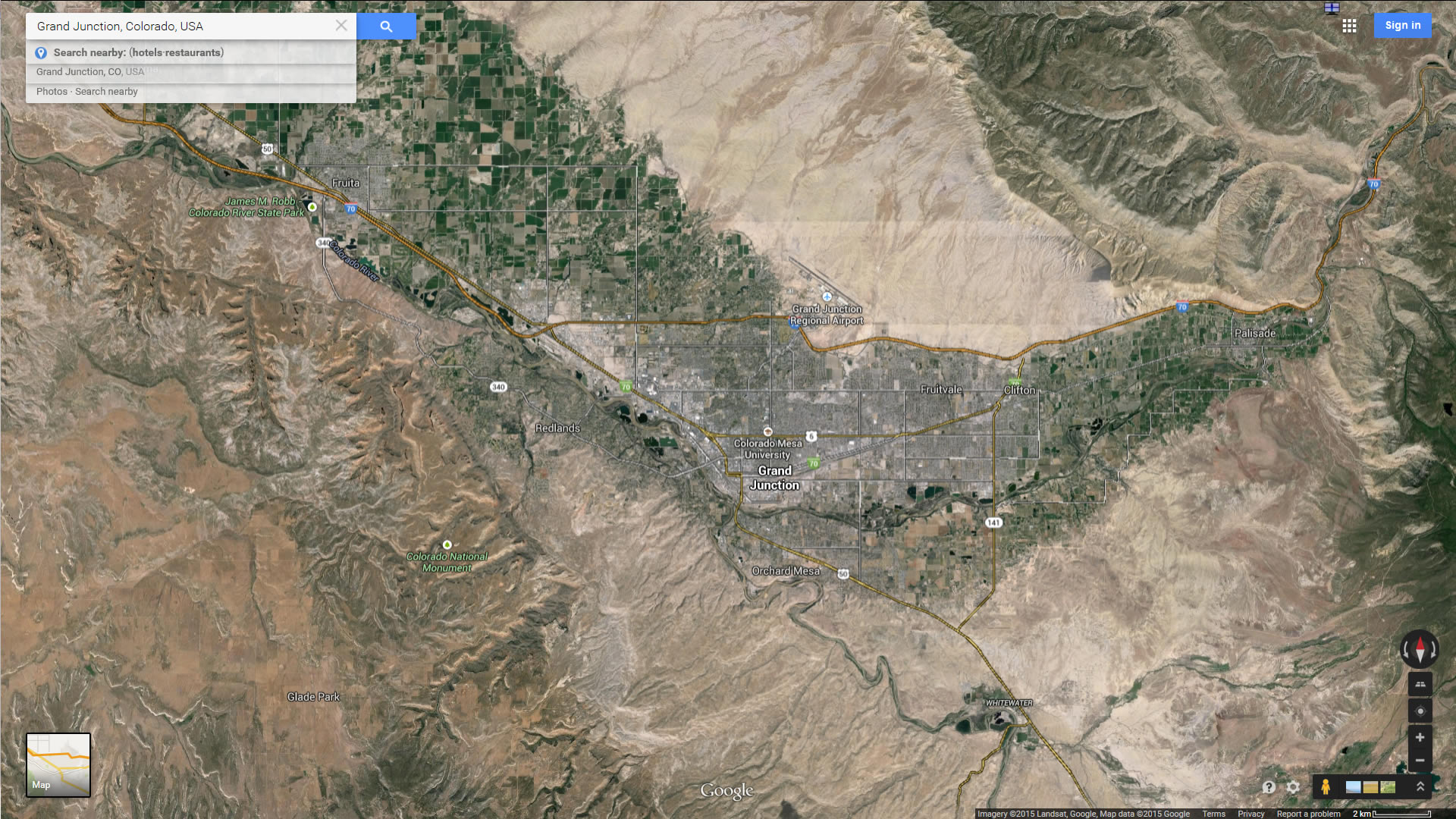 grand junction map colorado us satellite