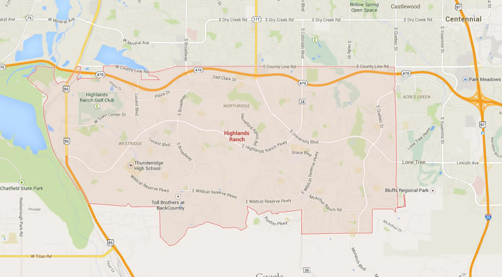 highlands ranch colorado map usa