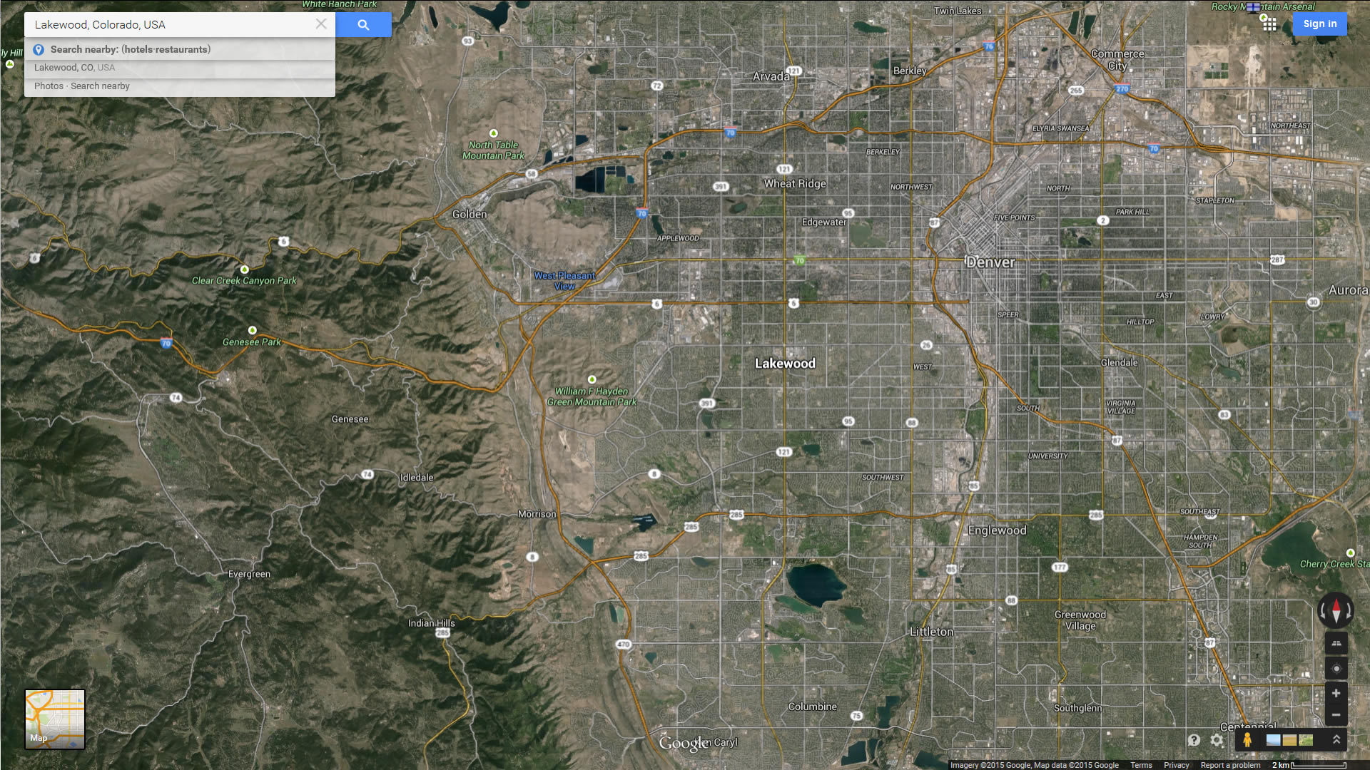 lakewood map colorado us satellite