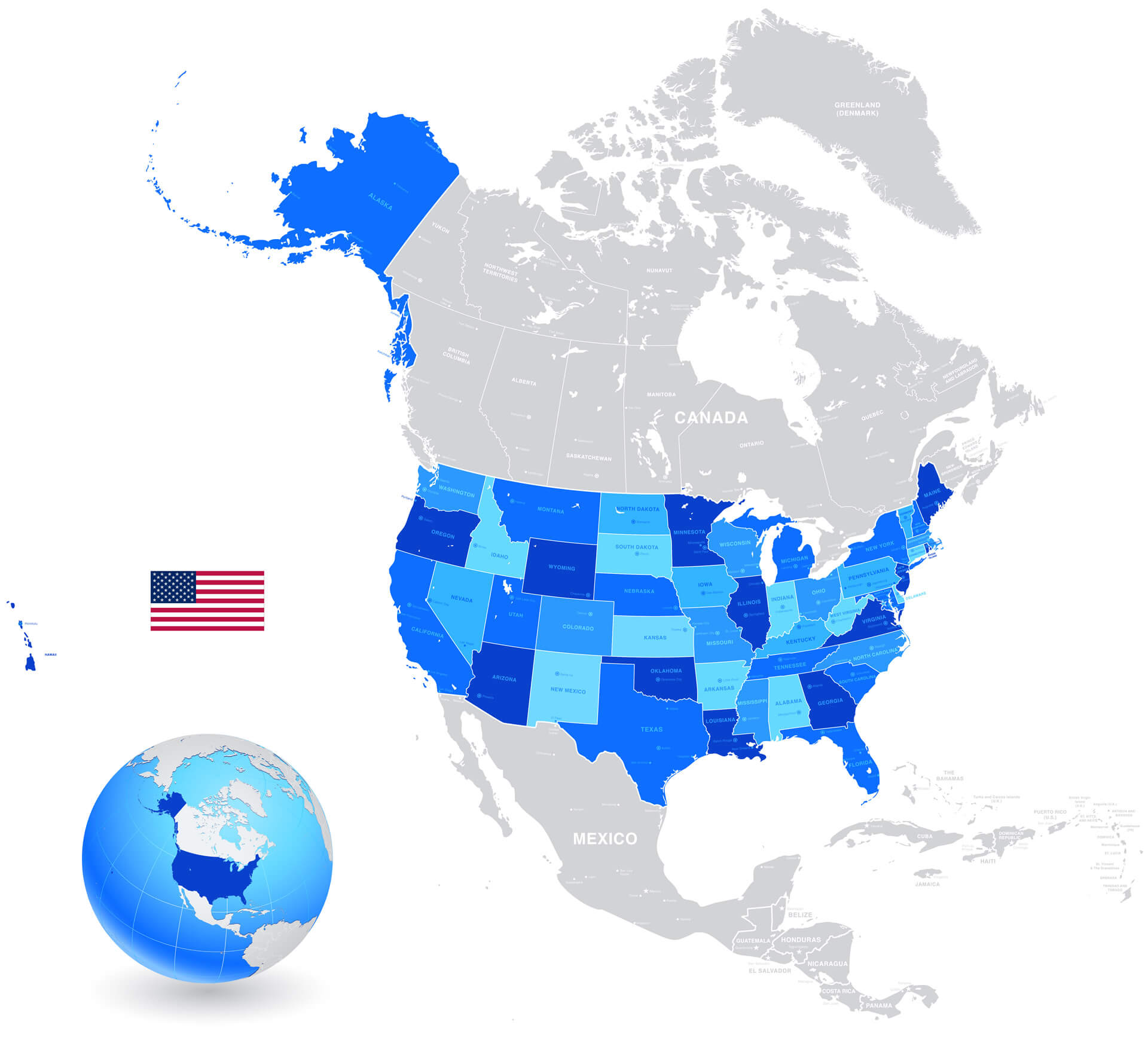 High Resolution US Map Your Guide - High%20Detail%20Vector%20Map%20of%20the%20United%20States%20of%20America