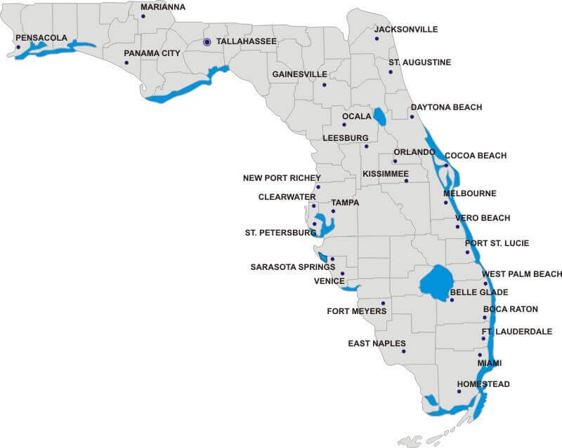 Florida Main Cities Map