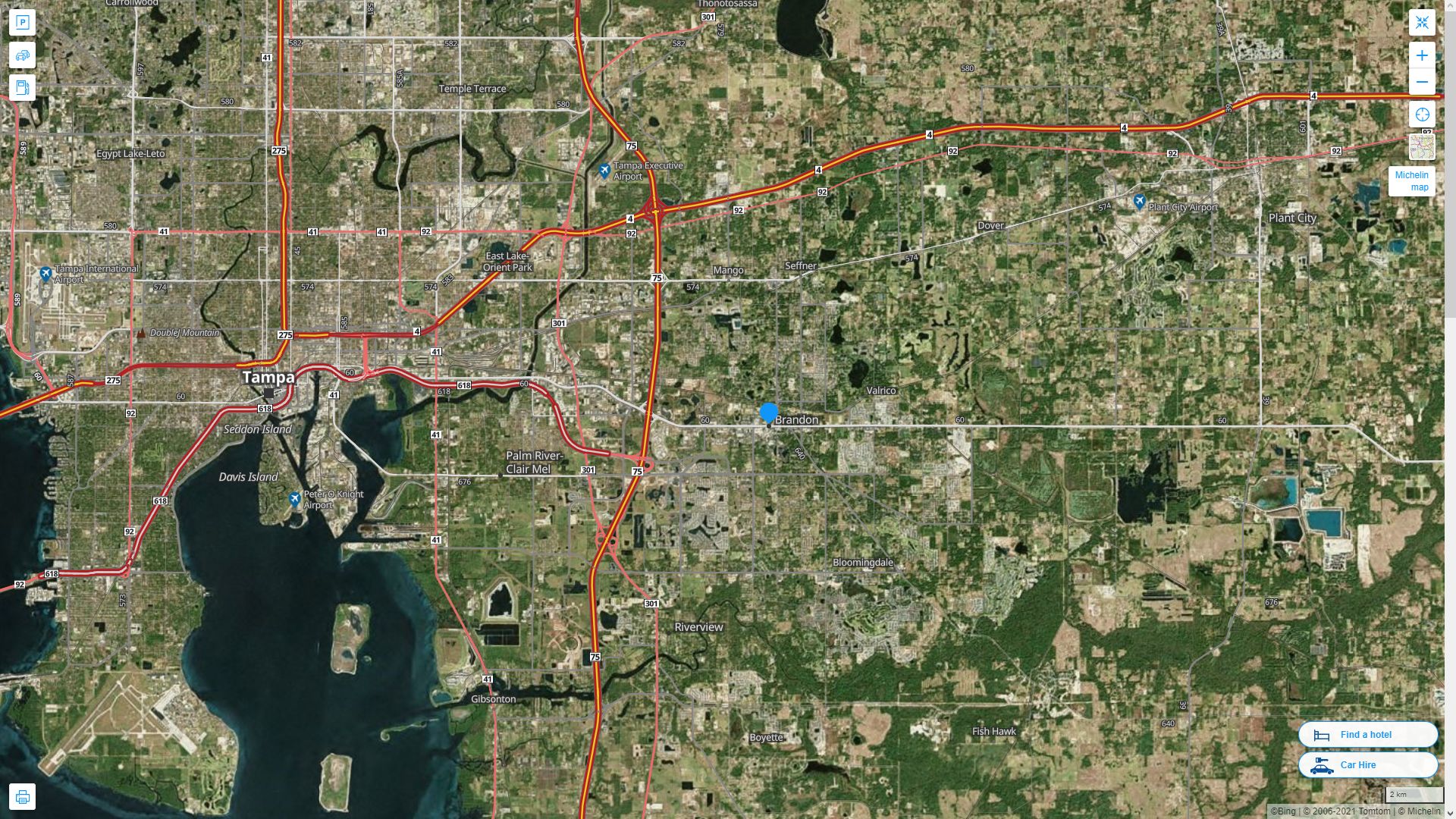 Brandon Florida Map United States - Brandon%20Florida%20Highway%20and%20Road%20Map%20with%20Satellite%20View 