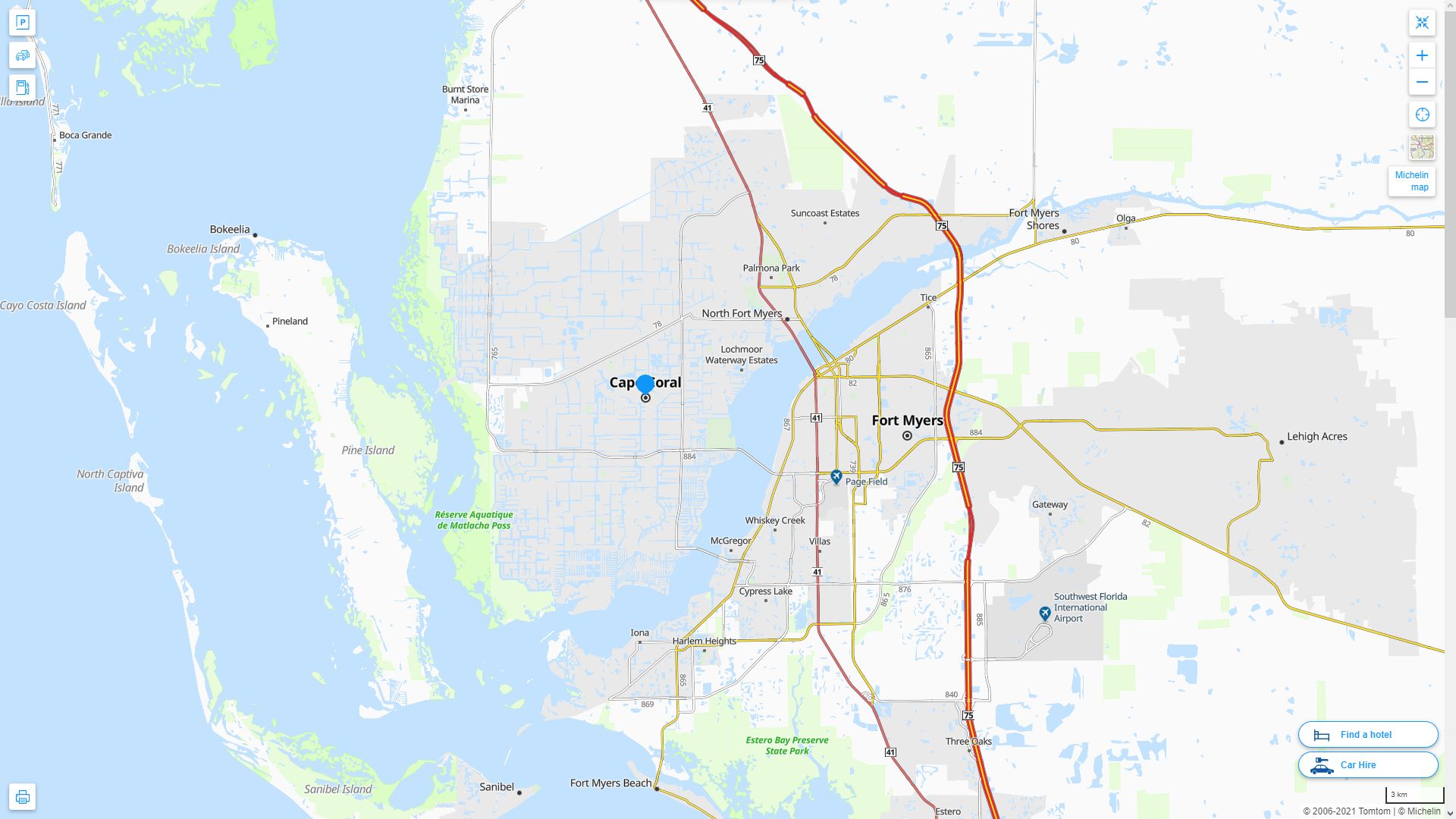 Cape Coral Florida Map United - Cape Coral%20Florida%20Highway%20and%20Road%20Map 