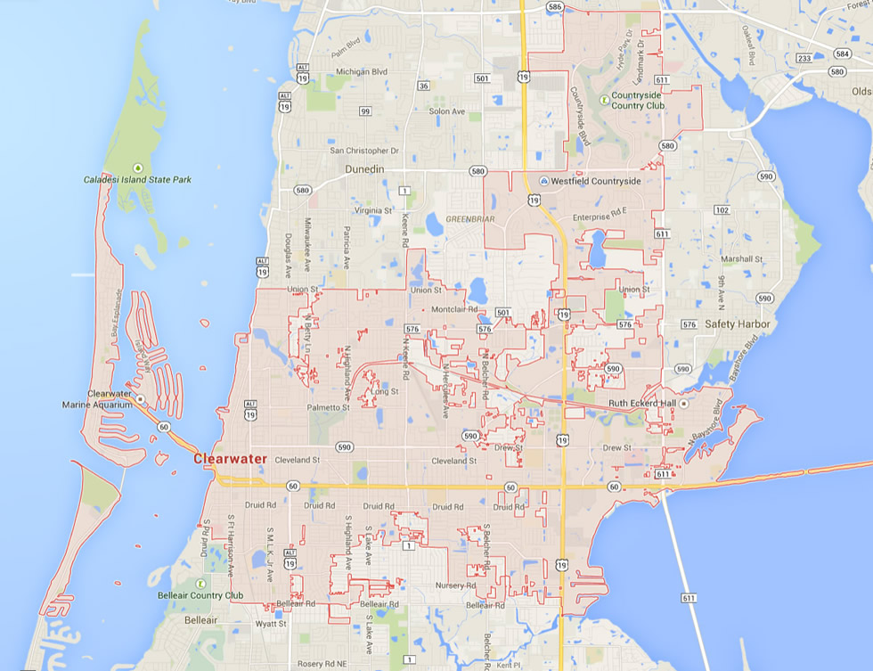 clearwater florida map usa