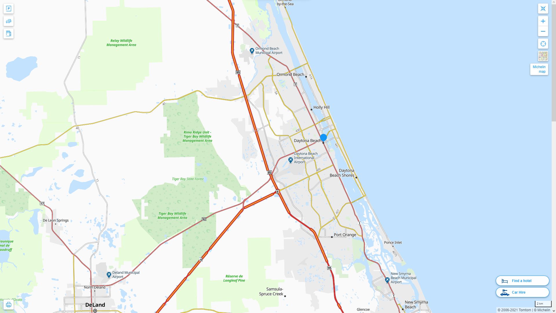 Daytona Beach Florida Map United - Daytona Beach%20Florida%20Highway%20and%20Road%20Map 