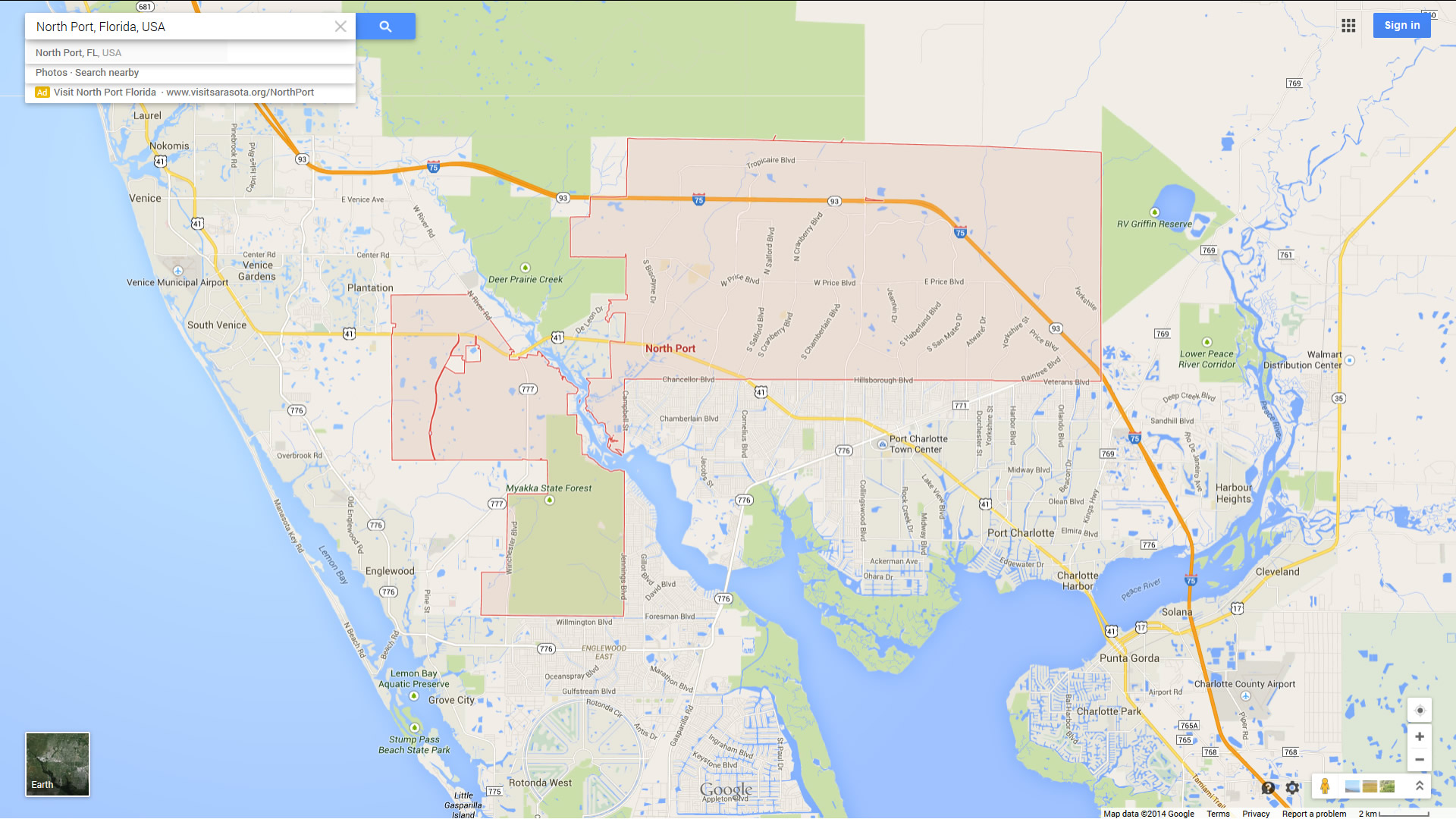 north port map florida us