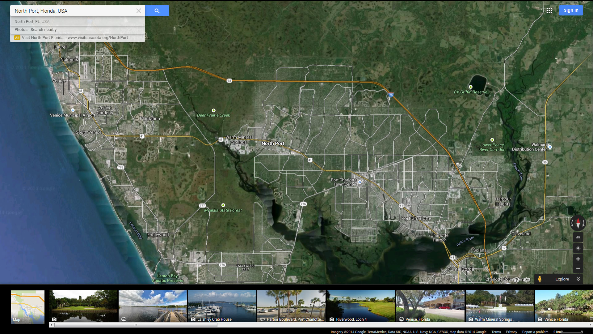 north port map florida us satellite