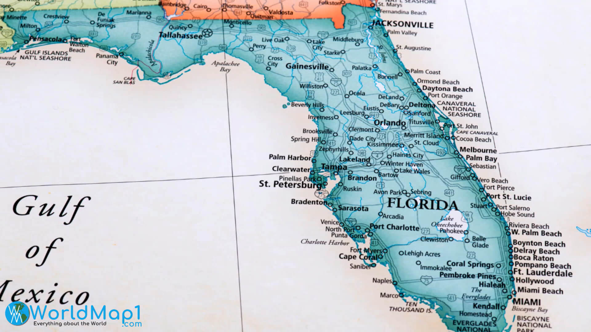 Florida Free Printable Map - Florida%20Major%20Cities%20Map 