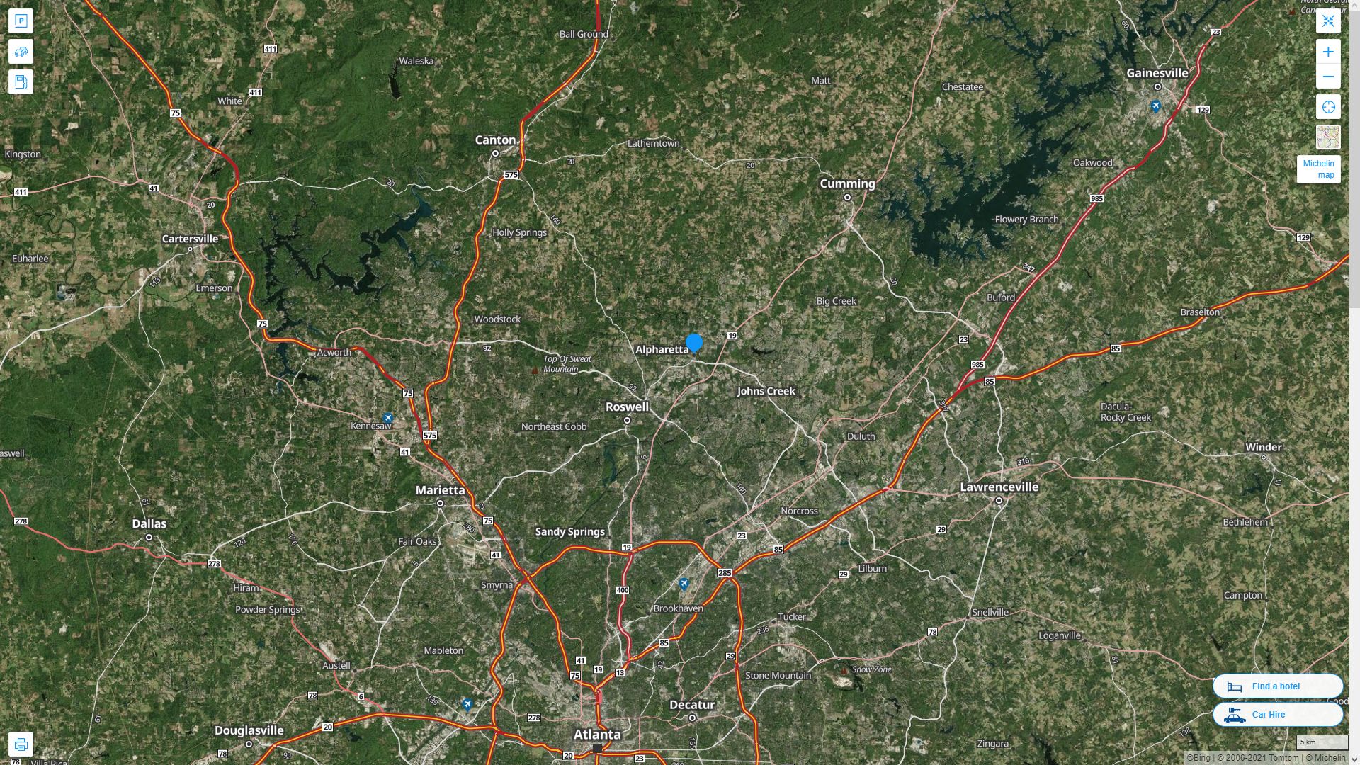 Alpharetta Georgia Map and Alpharetta Georgia Satellite Image