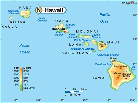hawaii islands map