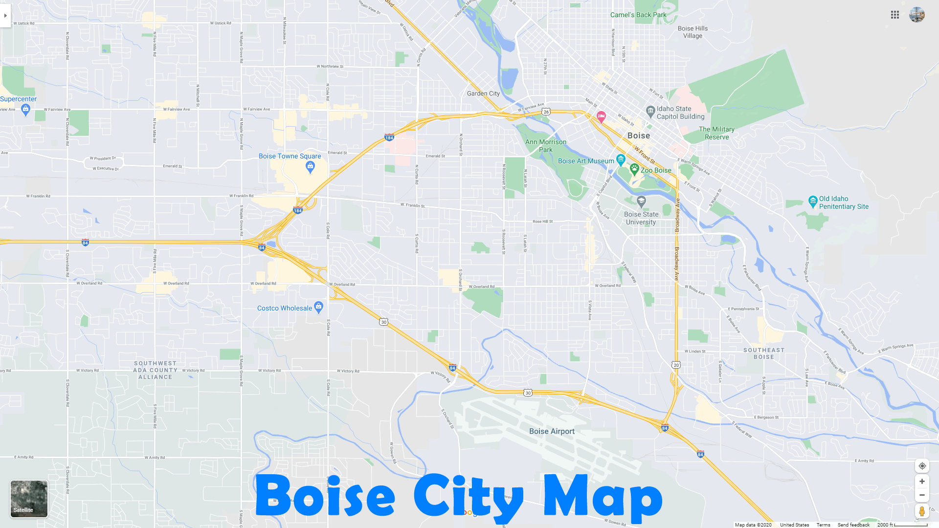 Street Map Of Boise Idaho Boise City Idaho Map