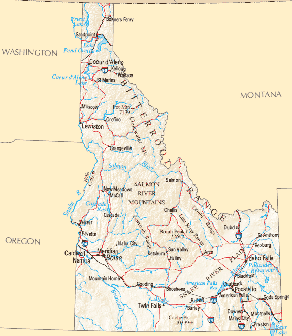 Idaho Map And Idaho Satellite Images