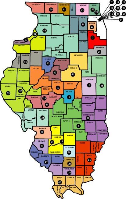 Map of Illinois Counties