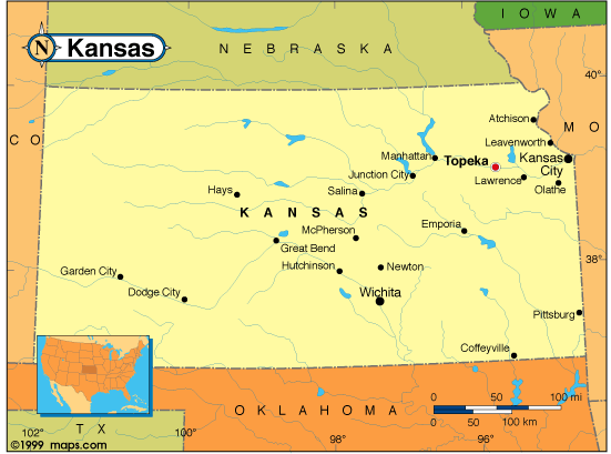 Kansas cities map