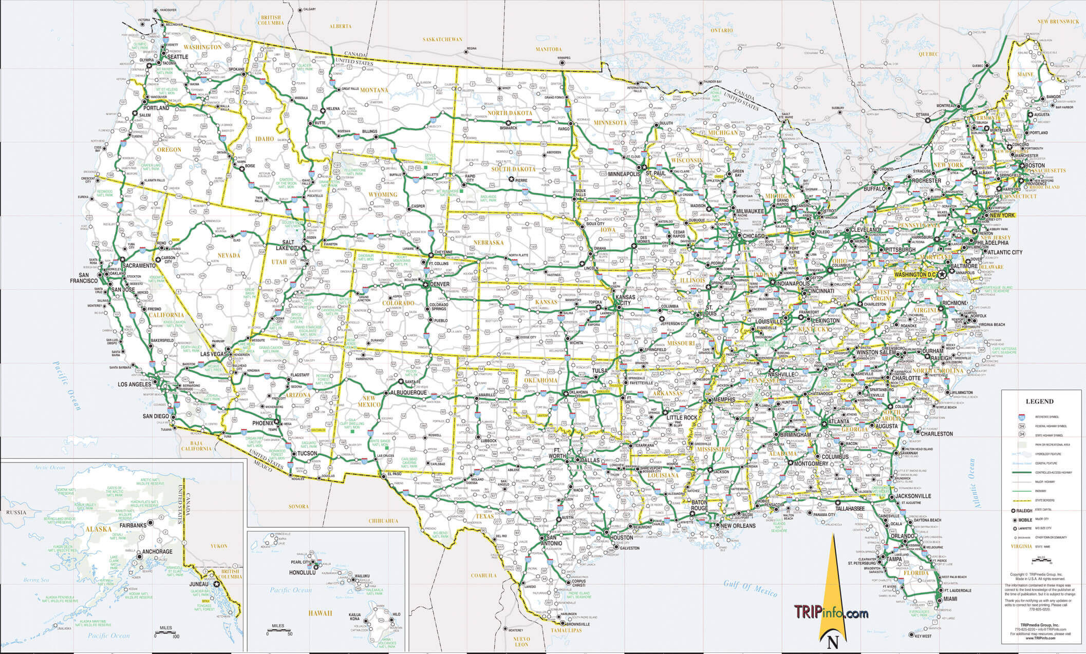 Land Map of the United States of America