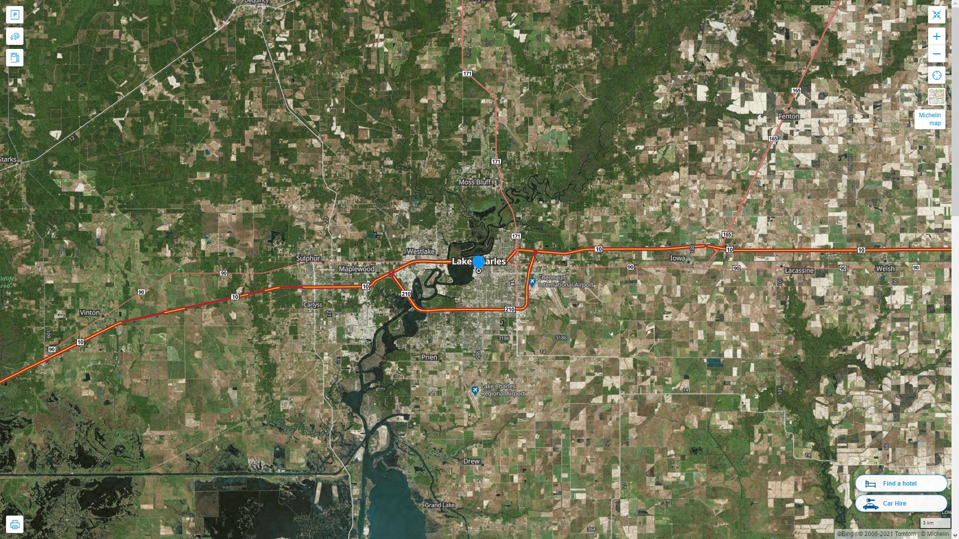 Lake Charles Louisiana Map United - Lake Charles%20Louisiana%20Highway%20and%20Road%20Map%20with%20Satellite%20View