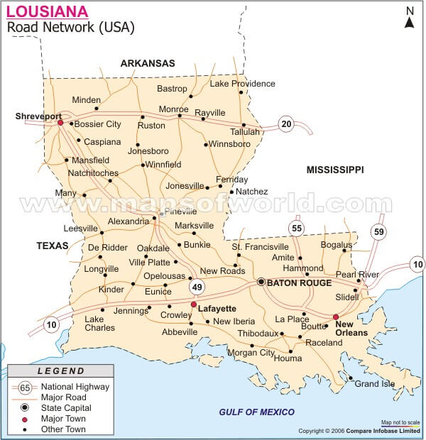 Louisiana Map and Louisiana Satellite Image