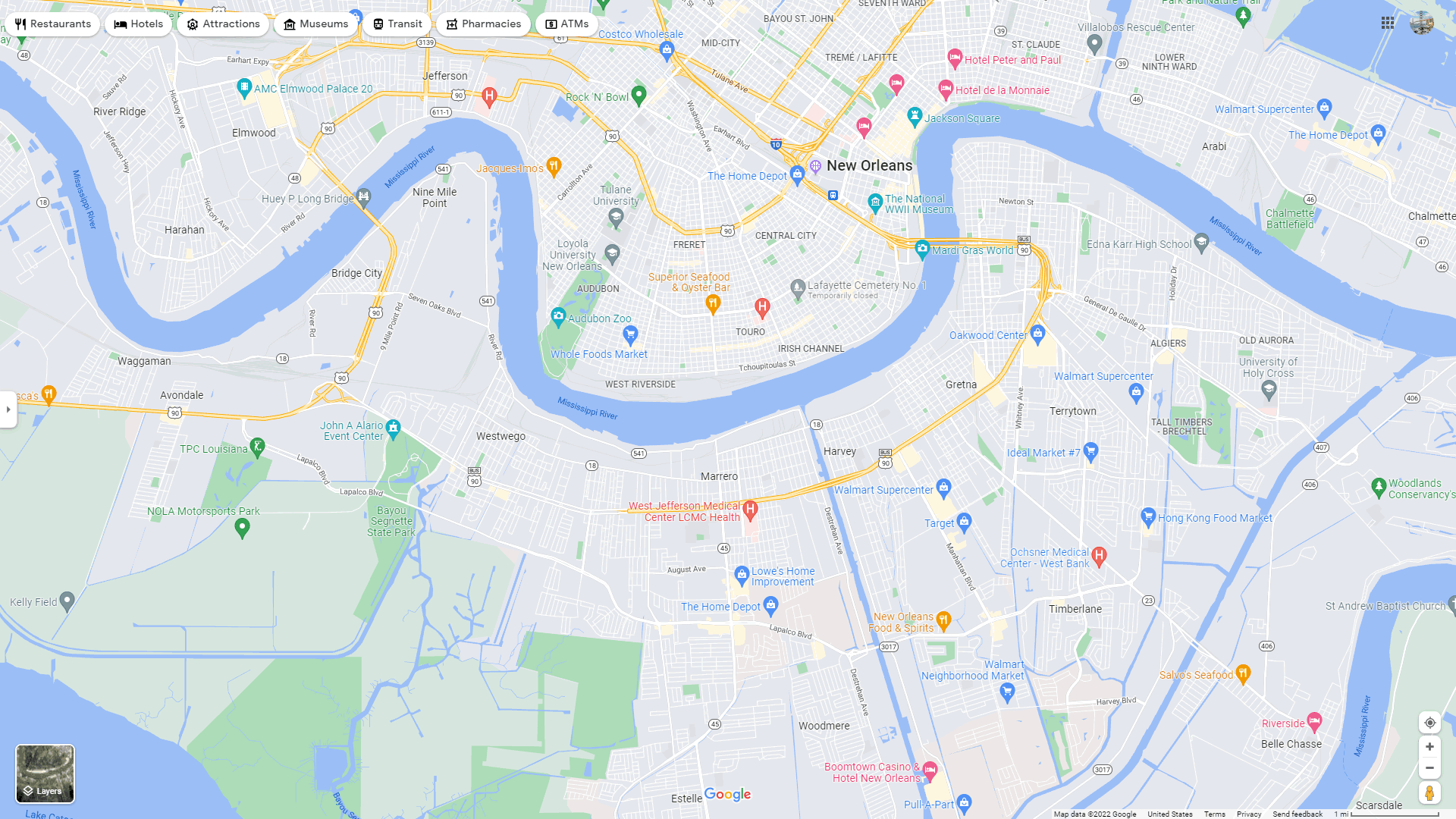 New Orleans Louisiana Usa Map