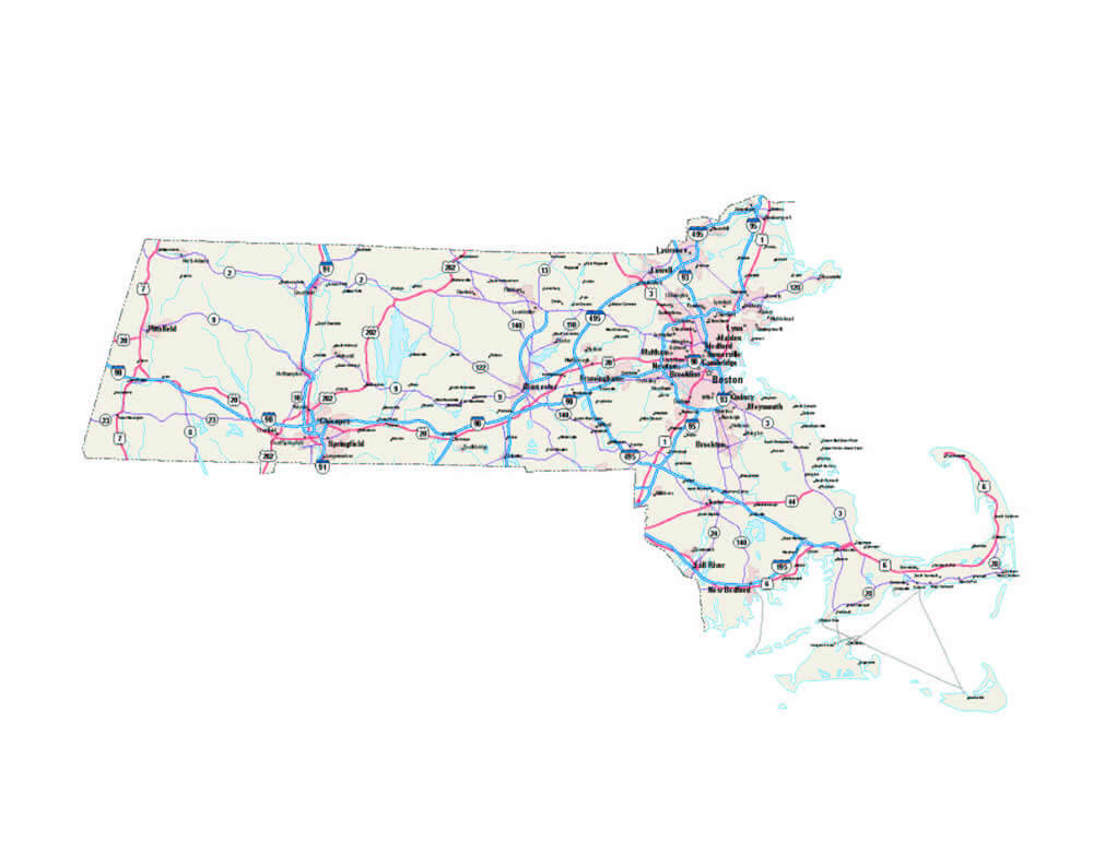road map of Massachusetts