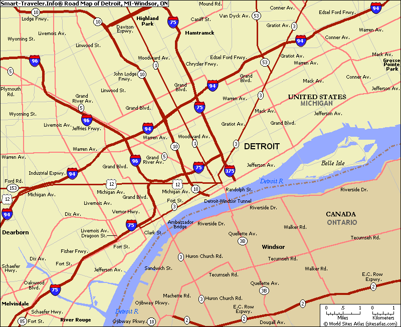road map of detroit