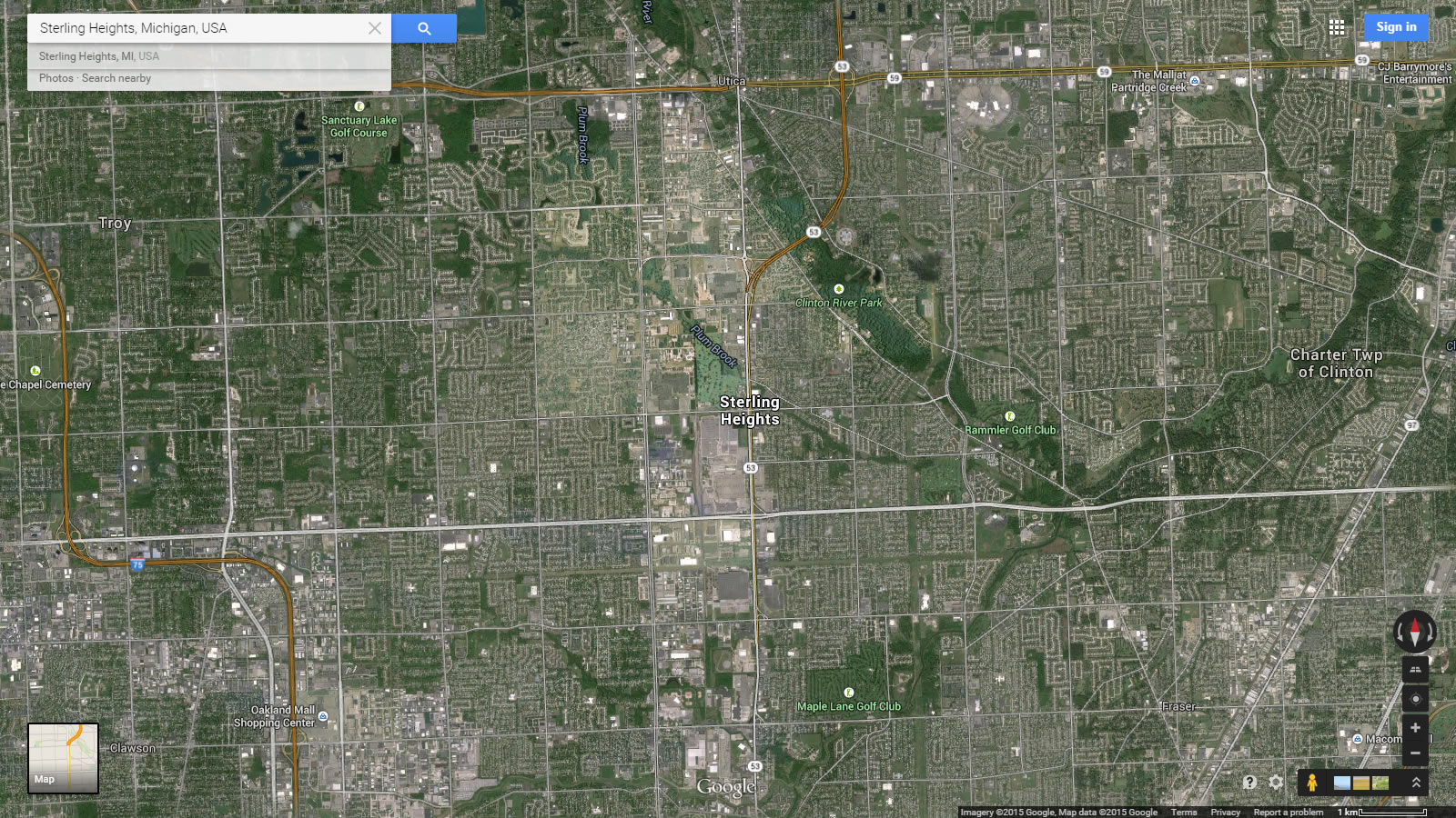 sterling heights map michigan us satellite