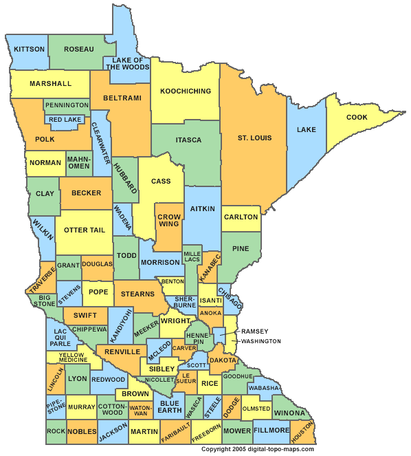 County Map of Minnesota