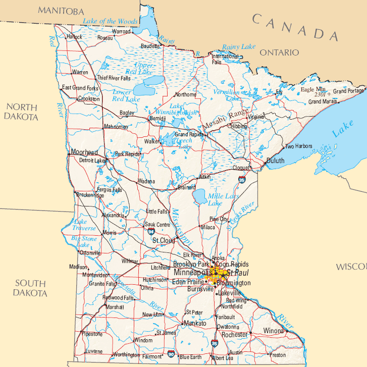 Minnesota Map and Minnesota Satellite Images