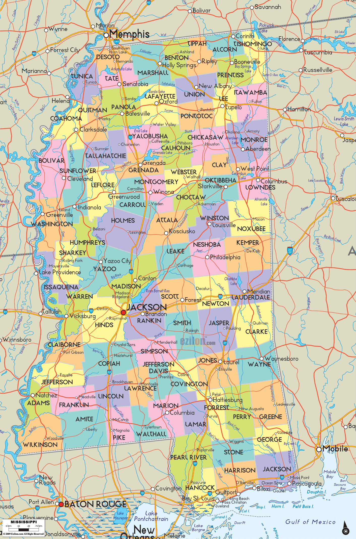 state map of mississippi