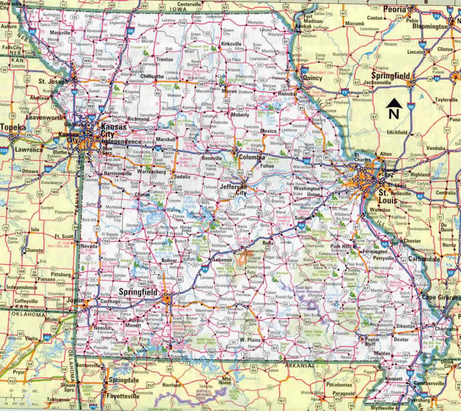 Missouri State Map With Cities Map