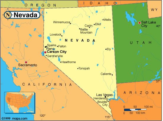 East Valley Nevada Map, United States