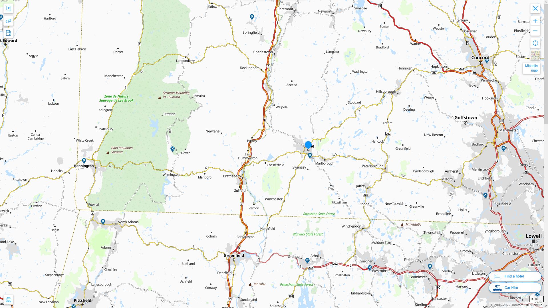 Keene New Hampshire Map and Keene New Hampshire Satellite Image