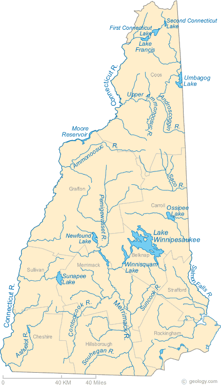 New Hampshire Rivers Map